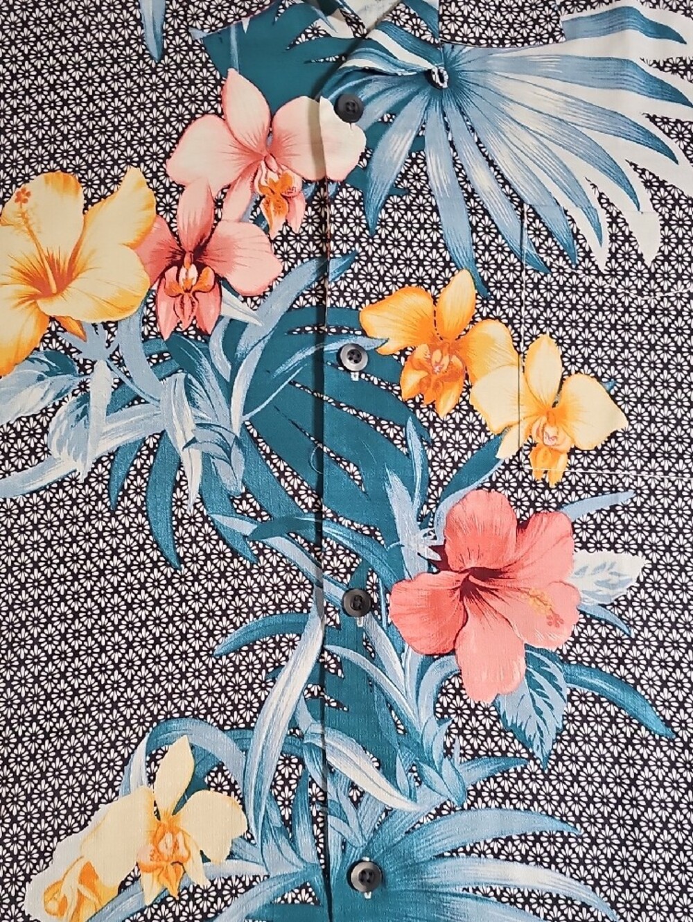 TOMMY BAHAMA 3XL NWTMen's Floral Button-Up Shirt - Teal Multi - Picture 4 of 8